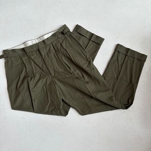 Ralph Lauren Purple Label Dark Green Wool Pleated Pants 38X32